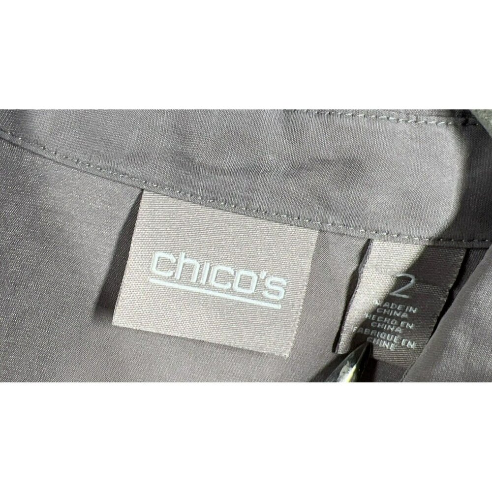 Chicos Blouse Size Large Button Up Solid Taupe Lo… - image 4